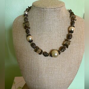 Elegant Chico’s Brown and Cream Beaded Necklace